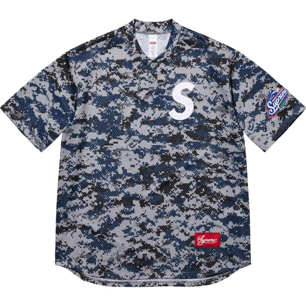 Supreme S Logo Baseball Henley - Digi Camo (front)