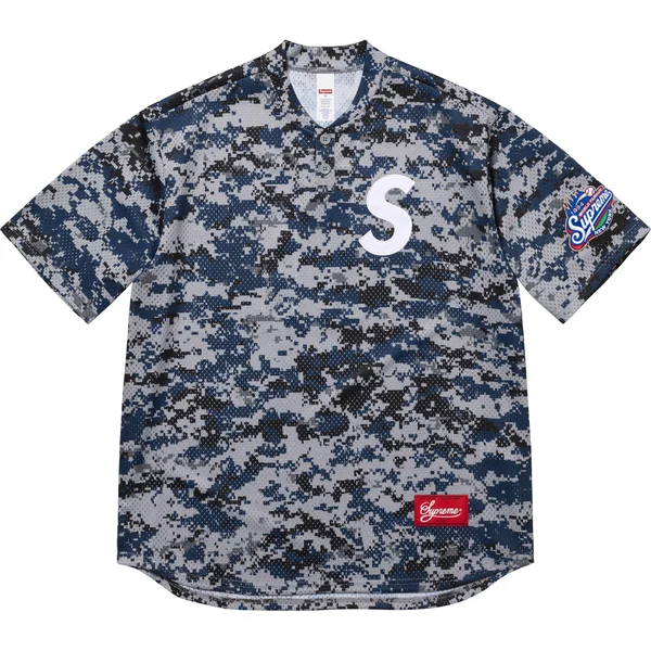 Supreme S Logo Baseball Henley - Digi Camo (front)