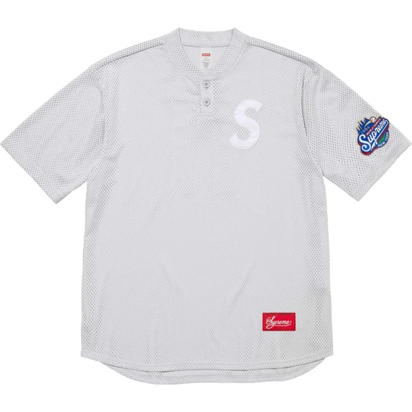 Supreme S Logo Baseball Henley - Grey (front)
