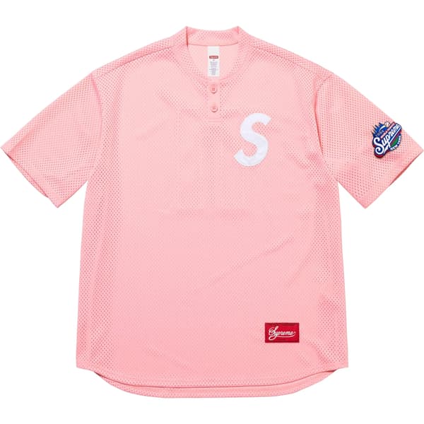Supreme S Logo Baseball Henley - Pink (front)