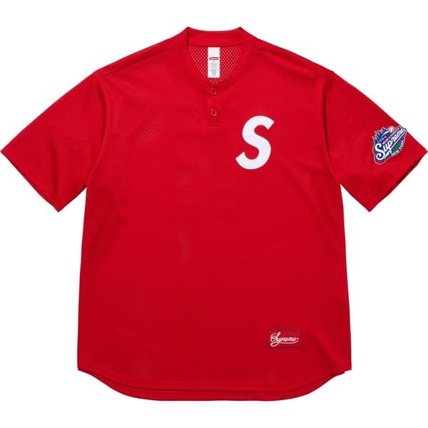 Supreme S Logo Baseball Henley - Red (front)