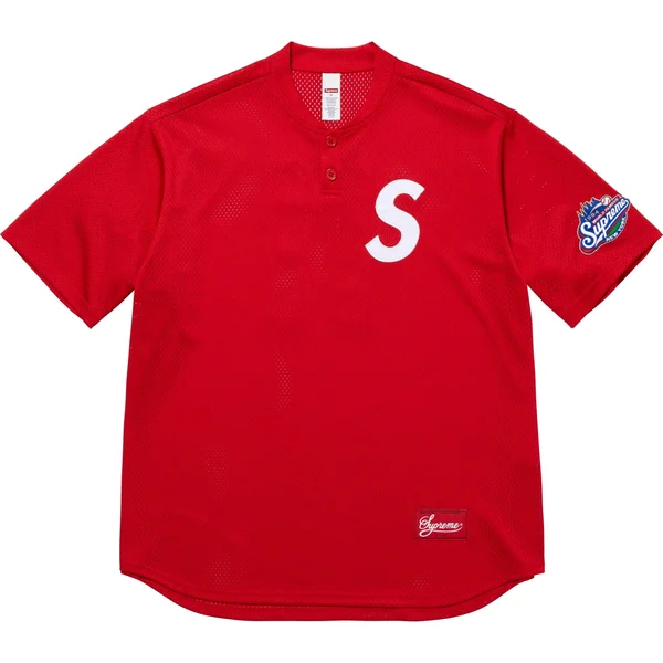 Supreme S Logo Baseball Henley - Red (front)