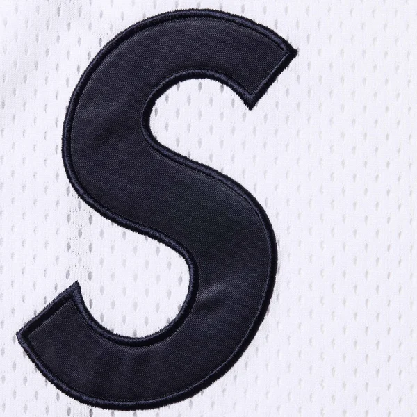 Supreme S Logo Baseball Henley - White (front)