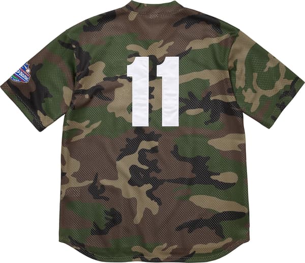 Supreme S Logo Baseball Henley - Woodland Camo (front)