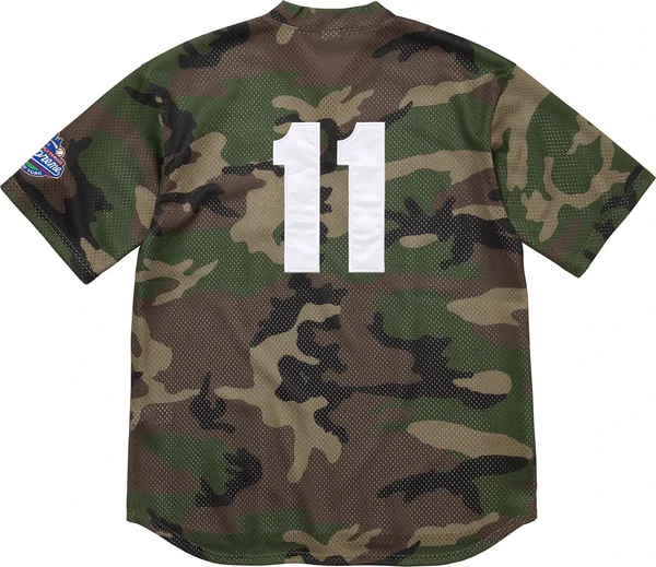 Supreme S Logo Baseball Henley - Woodland Camo (front)