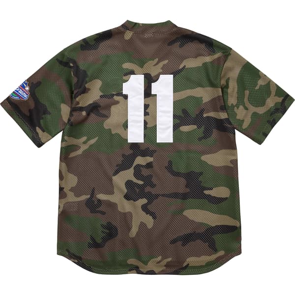 Supreme S Logo Baseball Henley - Woodland Camo (front)