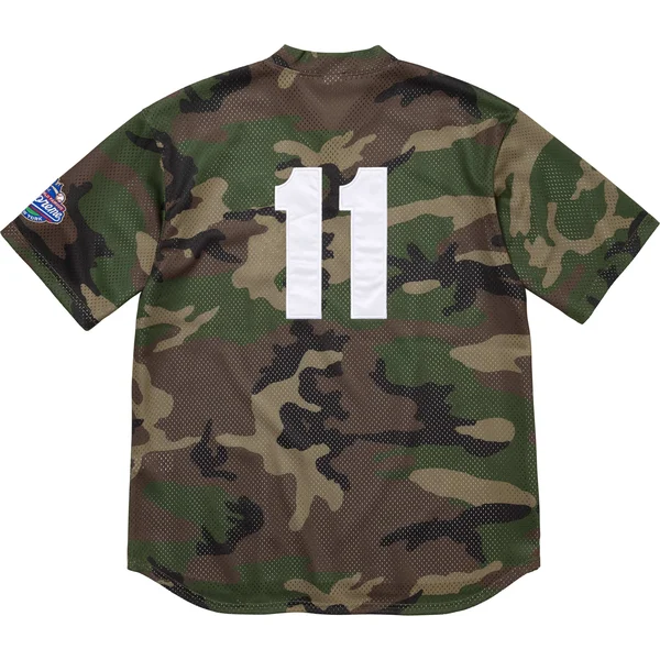 Supreme S Logo Baseball Henley - Woodland Camo (front)
