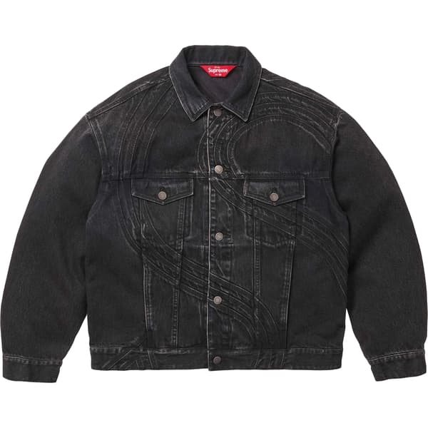 Supreme S Logo Denim Trucker Jacket - Washed Black (front)