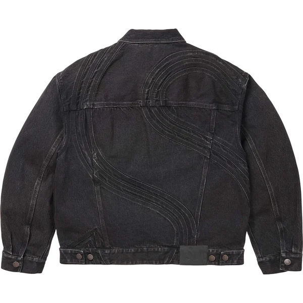 Supreme S Logo Denim Trucker Jacket - Washed Black (front)