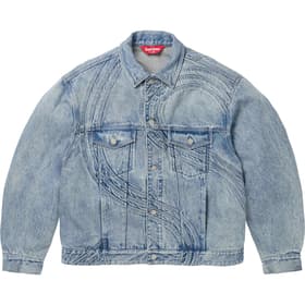 Supreme S Logo Denim Trucker Jacket Washed Blue