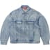 Supreme S Logo Denim Trucker Jacket - Washed Blue (front)