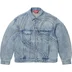 Supreme S Logo Denim Trucker Jacket - Washed Blue (front)