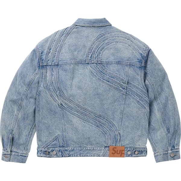 Supreme S Logo Denim Trucker Jacket - Washed Blue (front)