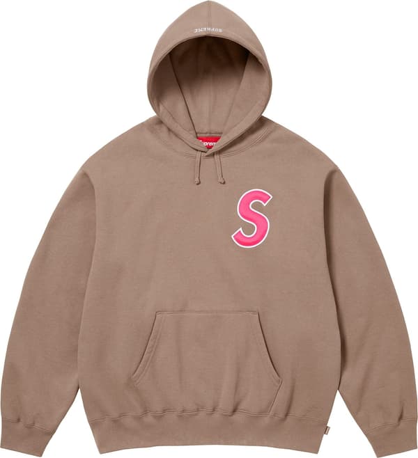 Supreme S Logo Hooded Sweatshirt - Dusty Brown (front)