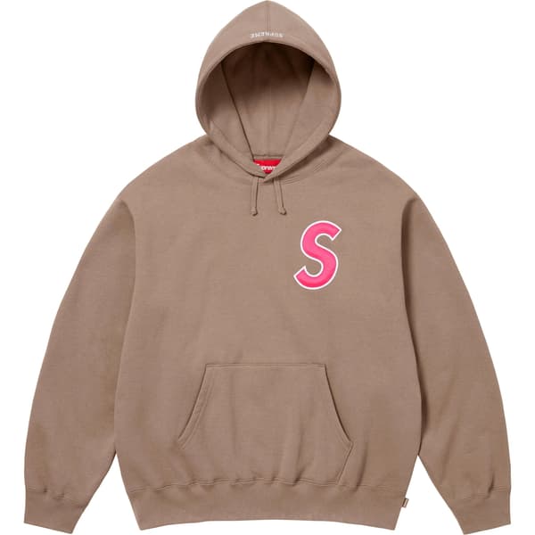Supreme S Logo Hooded Sweatshirt - Dusty Brown (front)