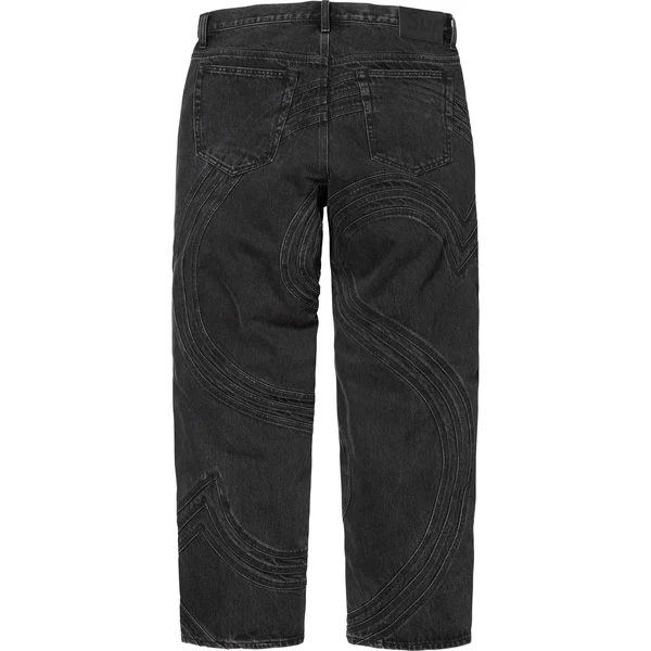 Supreme S Logo Loose Fit Jean - Washed Black (front)