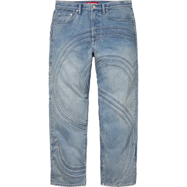 Supreme S Logo Loose Fit Jean - Washed Blue (front)