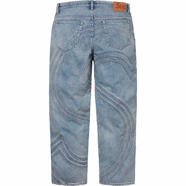 Supreme S Logo Loose Fit Jean - Washed Blue (front)