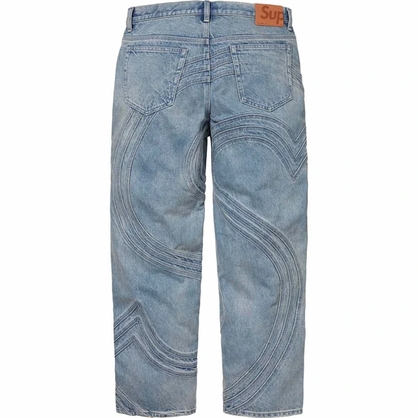 Supreme S Logo Loose Fit Jean - Washed Blue (front)