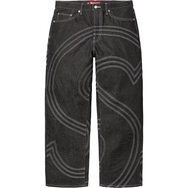 Supreme S Logo Rigid Baggy Jean - Rigid Black (front)