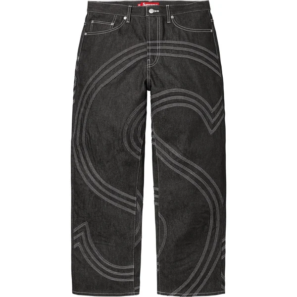 Supreme S Logo Rigid Baggy Jean - Rigid Black (front)