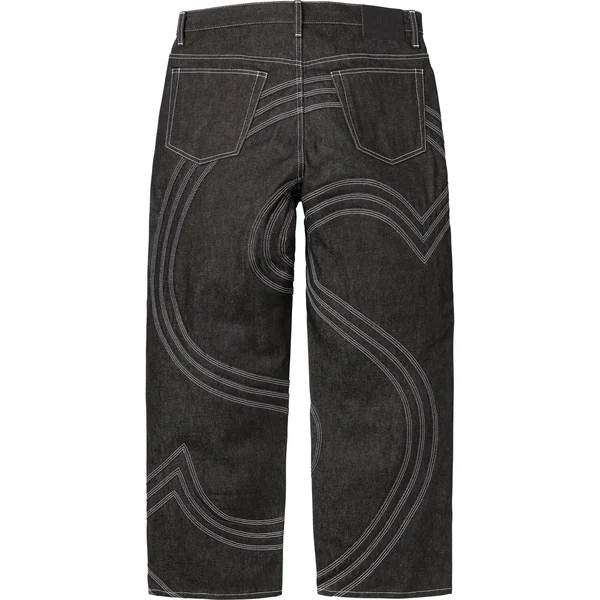 Supreme S Logo Rigid Baggy Jean - Rigid Black (front)