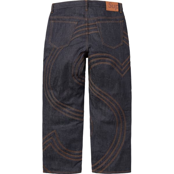 Supreme S Logo Rigid Baggy Jean - Rigid Indigo (front)