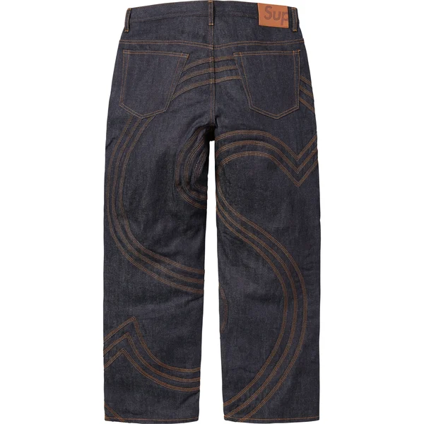 Supreme S Logo Rigid Baggy Jean - Rigid Indigo (front)