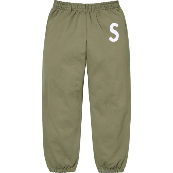 Supreme S Logo Sweatpant - Light Olive (front)
