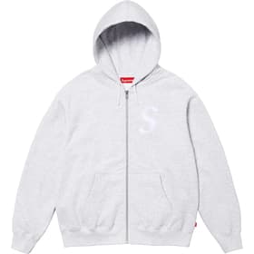 Supreme S Logo Zip Up Hooded Sweatshirt Ash Grey