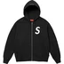 Supreme S Logo Zip Up Hooded Sweatshirt - Black (front)