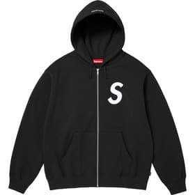 Supreme S Logo Zip Up Hooded Sweatshirt Black