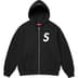 Supreme S Logo Zip Up Hooded Sweatshirt - Black (front)
