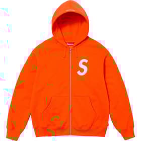 Supreme S Logo Zip Up Hooded Sweatshirt Bright Orange
