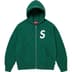 Supreme S Logo Zip Up Hooded Sweatshirt - Dark Green (front)
