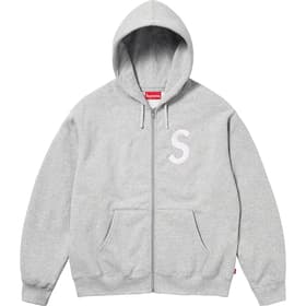 Supreme S Logo Zip Up Hooded Sweatshirt Heather Grey