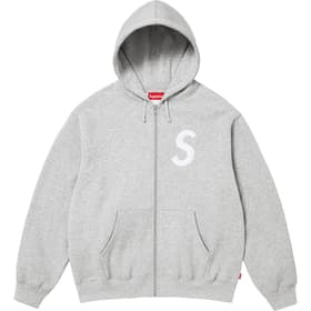 Supreme S Logo Zip Up Hooded Sweatshirt Heather Grey