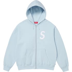 Supreme S Logo Zip Up Hooded Sweatshirt Light Blue