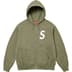 Supreme S Logo Zip Up Hooded Sweatshirt - Light Olive (front)