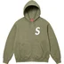 Supreme S Logo Zip Up Hooded Sweatshirt - Light Olive (front)