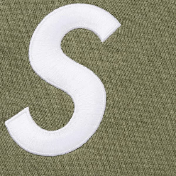 Supreme S Logo Zip Up Hooded Sweatshirt - Light Olive (front)