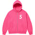 Supreme S Logo Zip Up Hooded Sweatshirt - Magenta (front)