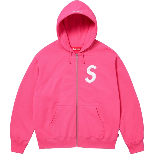 Supreme S Logo Zip Up Hooded Sweatshirt - Magenta (front)