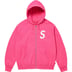 Supreme S Logo Zip Up Hooded Sweatshirt - Magenta (front)