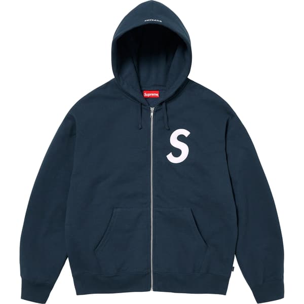 Supreme S Logo Zip Up Hooded Sweatshirt - Navy (front)