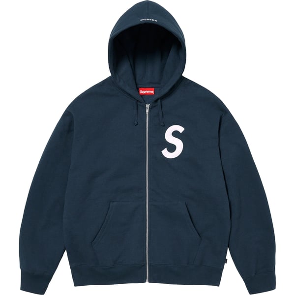Supreme S Logo Zip Up Hooded Sweatshirt - Navy (front)