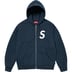 Supreme S Logo Zip Up Hooded Sweatshirt - Navy (front)
