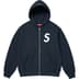 Supreme S Logo Zip Up Hooded Sweatshirt - Navy (front)