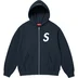 Supreme S Logo Zip Up Hooded Sweatshirt - Navy (front)