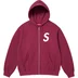Supreme S Logo Zip Up Hooded Sweatshirt - Raspberry (front)